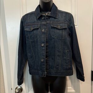 Indigo Blue Cropped Jean Jacket with Structured Shoulders